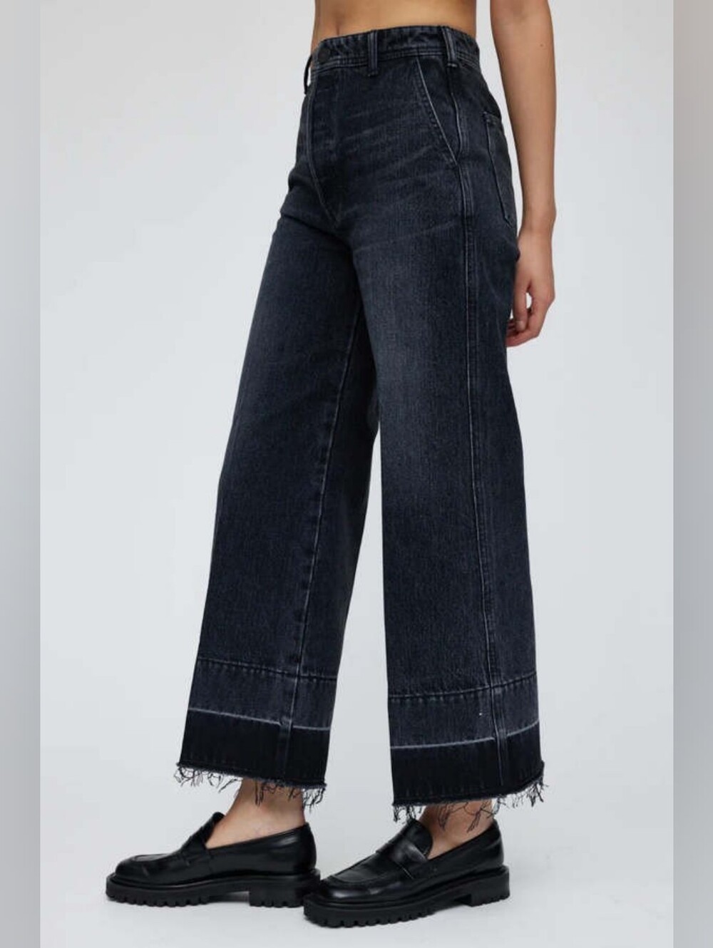 Moussy Vintage Elba Center Press Wide Crop Jeans 25